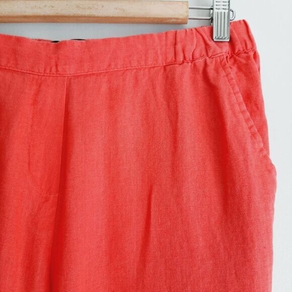 ELLEN TRACY 100% Linen Pull-on Elastic Waist Light Pants Pink Sz 6 - Picture 5 of 12